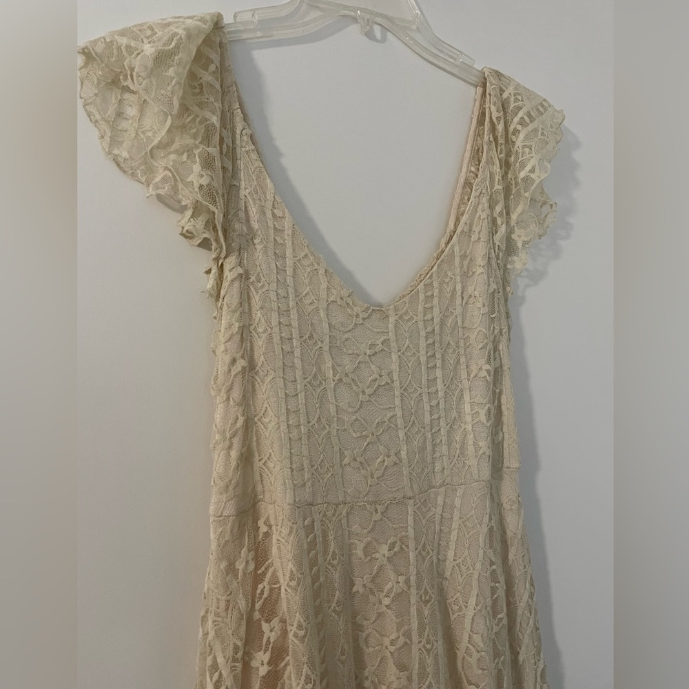 Urban Outfitters Cream Lace Fit-and-Flare Dress - Picture 5 of 9